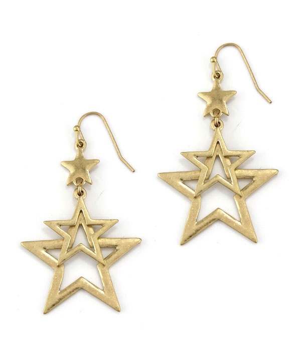 Double Star Drop Earring
