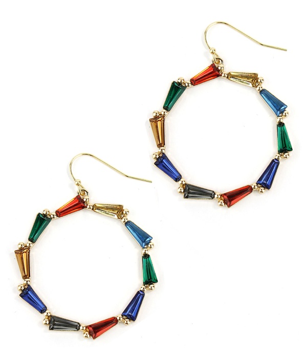 Baguette Crystal Link Hoop Earring