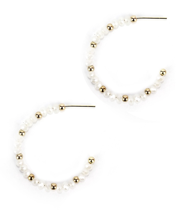 Glass And Metal Bead Hoop Earring