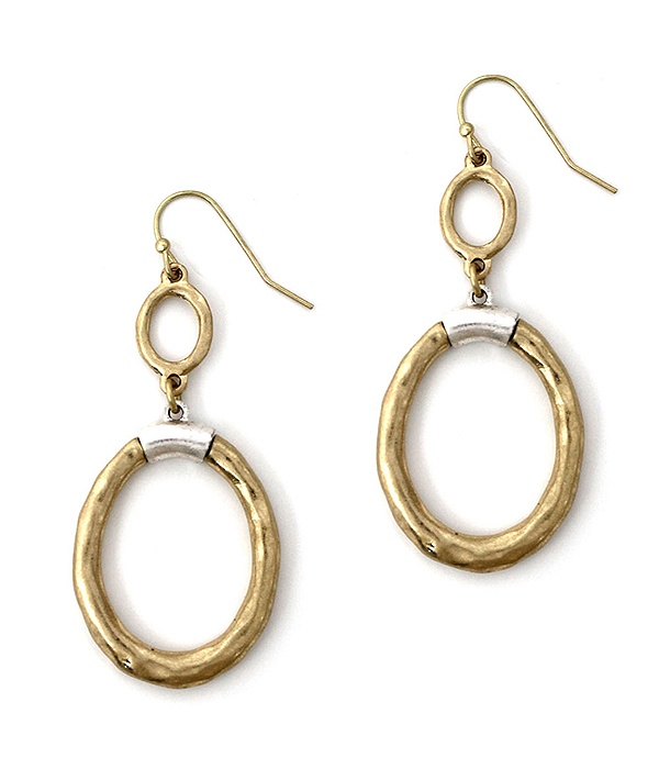 Metal Oval Hoop Drop Earring