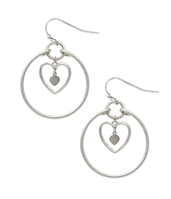 Meatl Wire Heart And Hoop Earring