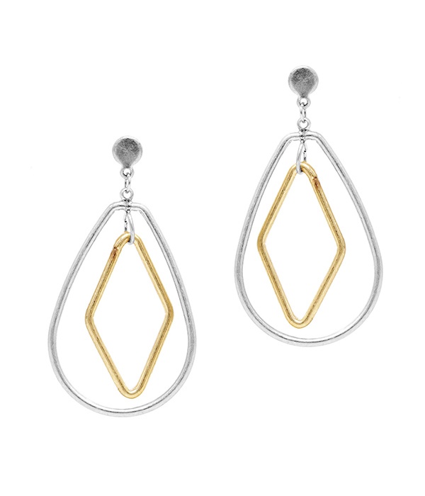 Wire Art Hexagon Diamond Shape Earring