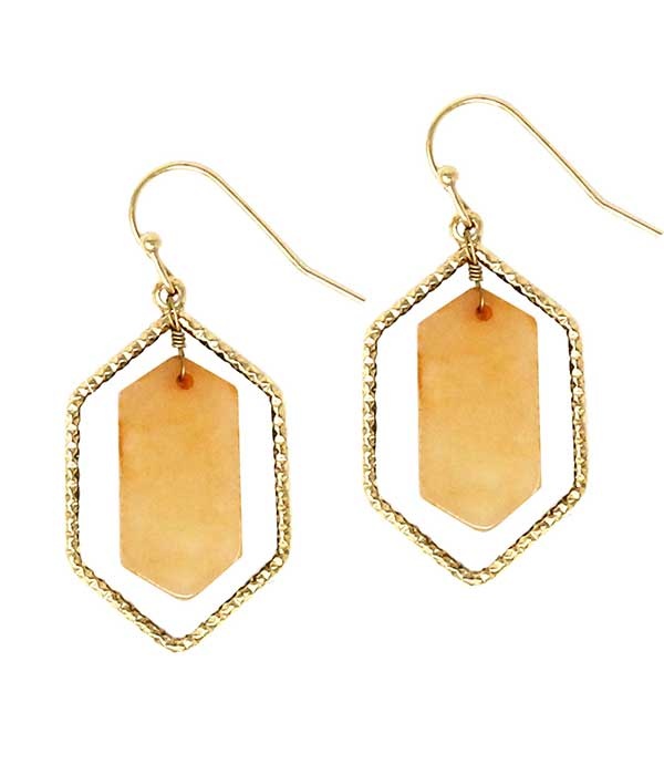 Semi Precious Stone And Hexa Metal Wire Earring