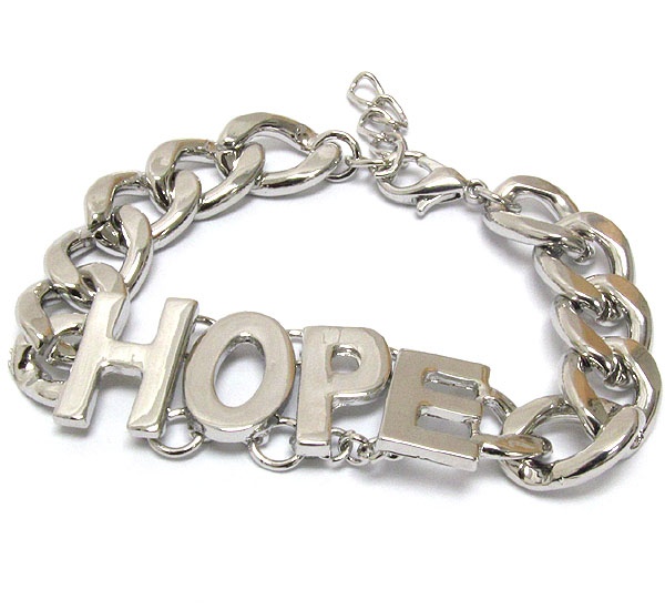 Metal Hope And Thick Chain Bracelet