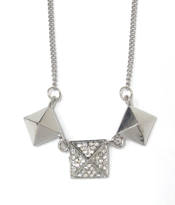 Crystal Deco Triple Spike Link Necklace