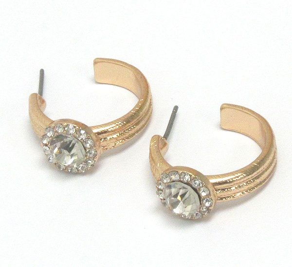Crystal And Metal Hoop Earring - Hoops