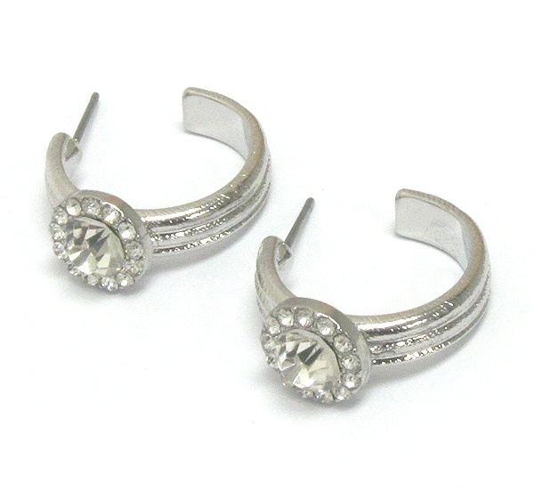 Crystal And Metal Hoop Earring - Hoops