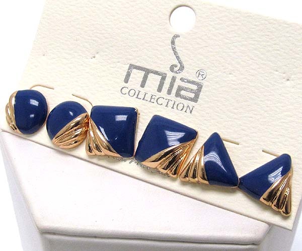 Textred Metal And Epoxy Mix Sape Earring 3 Pair Set