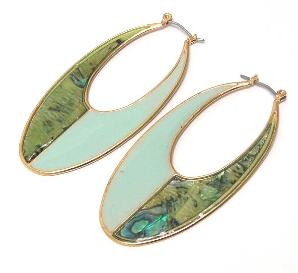 Half Shell And Half Epoxy Oval Drop Earring