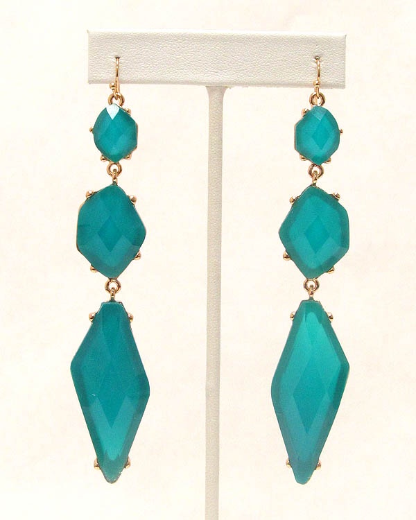Natural Shape Facet Acrylic Stone Drop Earring