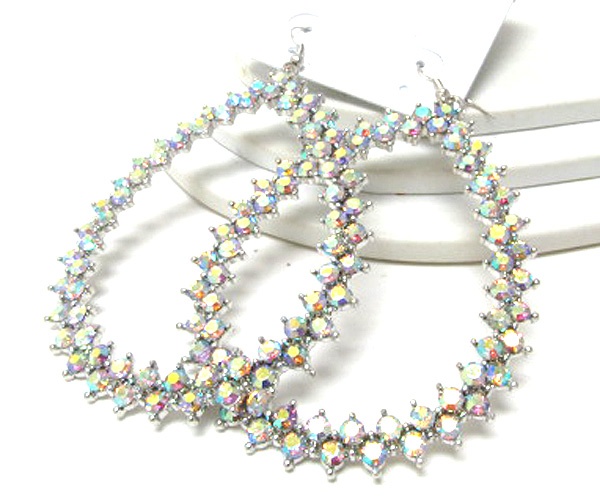 Multi Crystal Extra Large Metal Tear Drop Earring