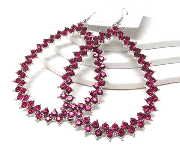 Multi Crystal Extra Large Metal Tear Drop Earring
