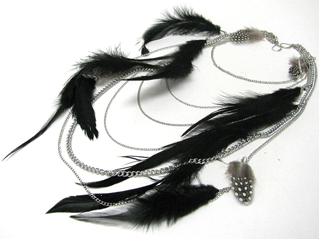 14 Inch Super Long Feather Deco Multi Hanging Chain Earlace