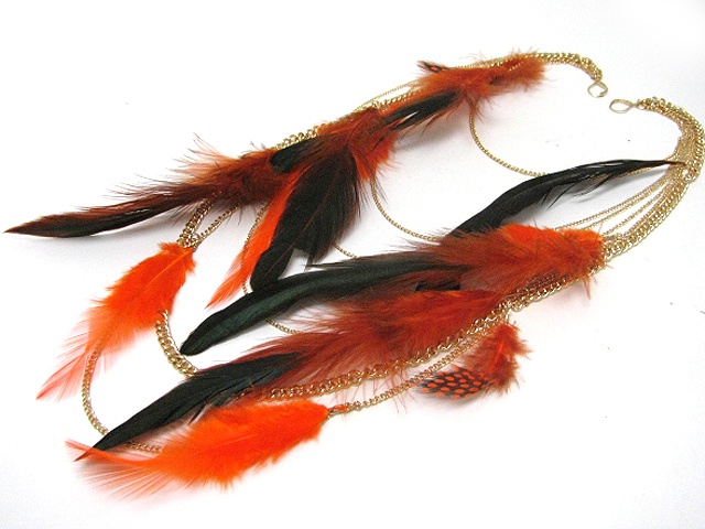 14 Inch Super Long Feather Deco Multi Hanging Chain Earlace