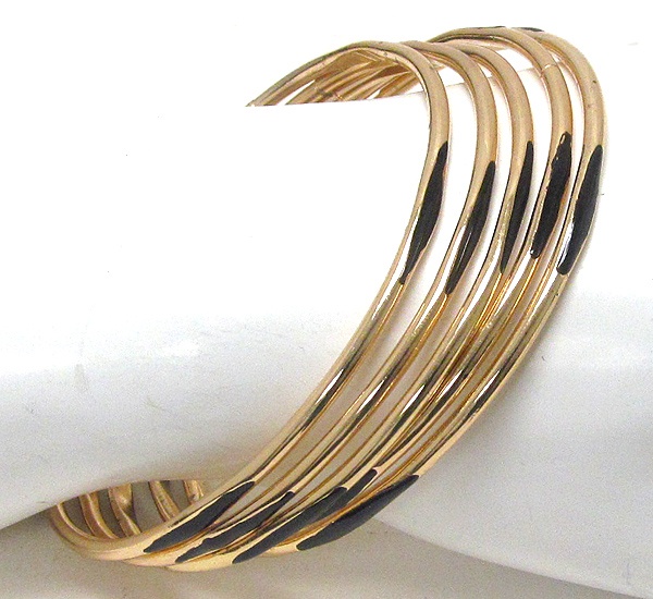 Epoxy Accent Multi Metal Bangle Bracelet Set Of 5