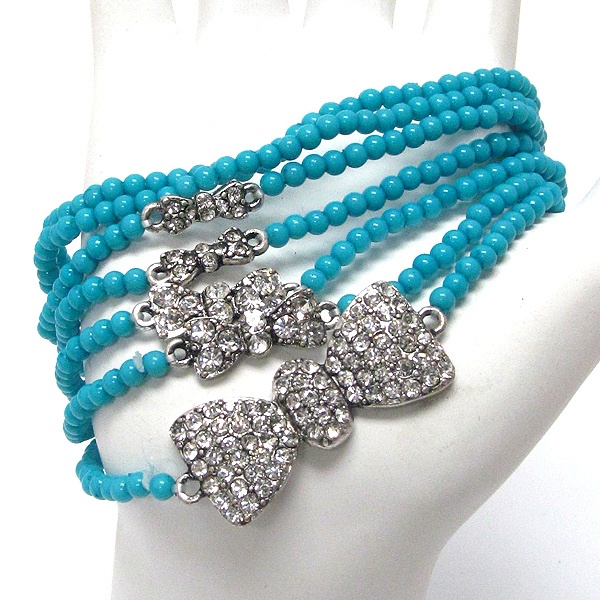 Crystal Deco Multi Ribbon Stackable Stretch Bracelet
