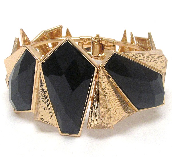 Facet Acrylic Stone Deco Architectural Bangle Bracelet