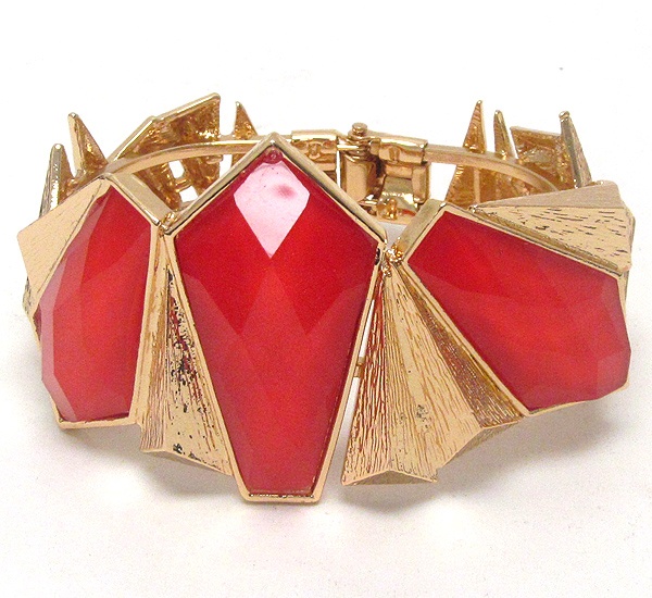 Facet Acrylic Stone Deco Architectural Bangle Bracelet