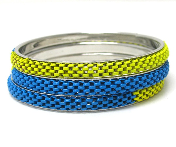 3 Row Metal Chain Bangle Bracelet