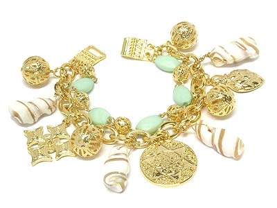 Metal And Acrylic Snail Harmony Double Bracelet