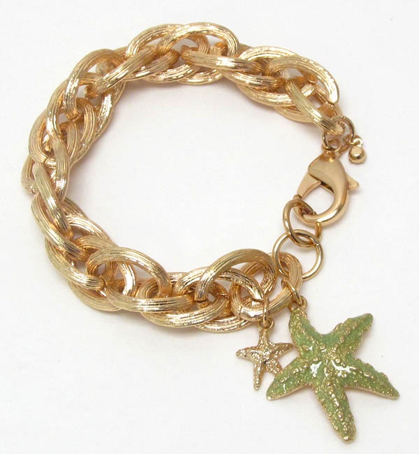 Painted Starfish Dangle Chain Bracelet