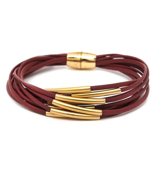 Multi Cord And Metal Tube Magnetic Bracelet
