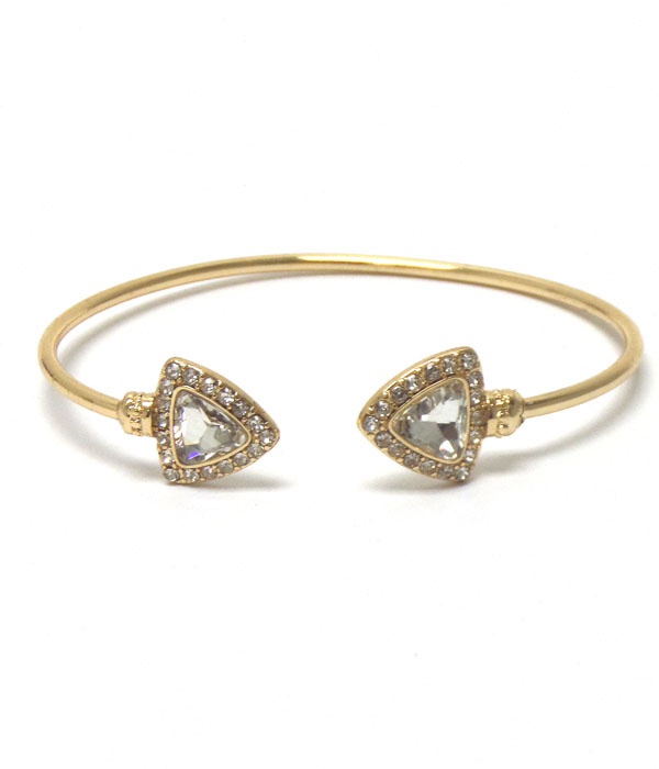 Glass Stone Halo Open Wire Cuff Bracelet