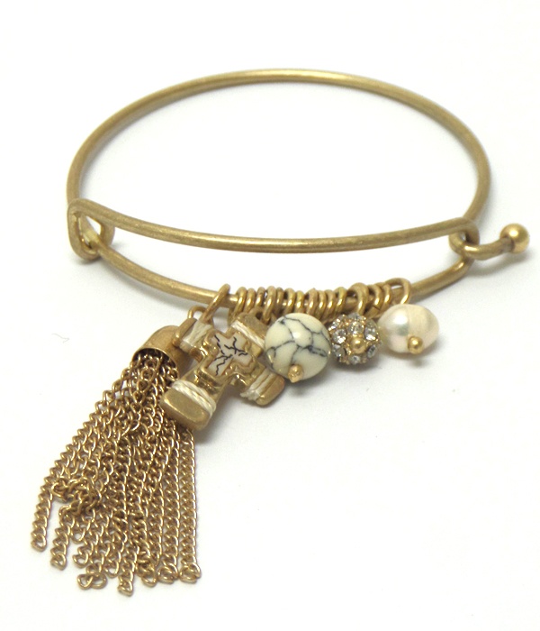 Metal Tassel Charm Hook Bracelet