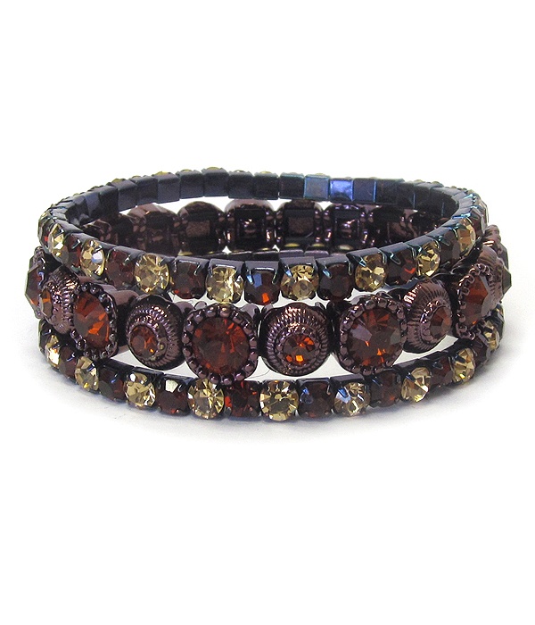 3 Row Crystal Stretch Bracelet Set