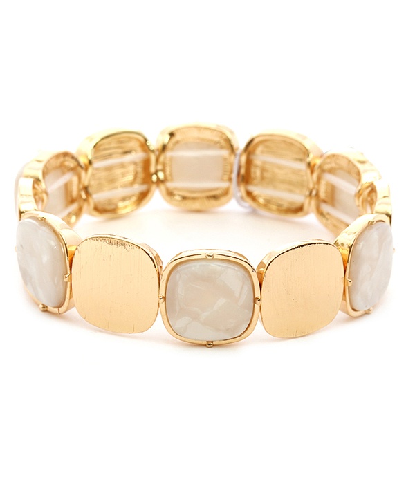 Acrylic And Metal Mix Stretch Bracelet