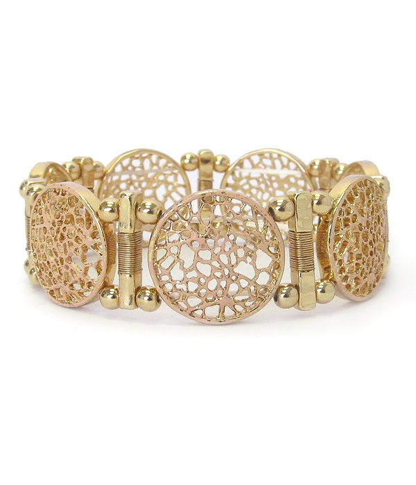 Metal Filigree Disk Stretch Bracelet