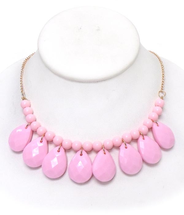 Teardrop Acrylic Facet Necklace