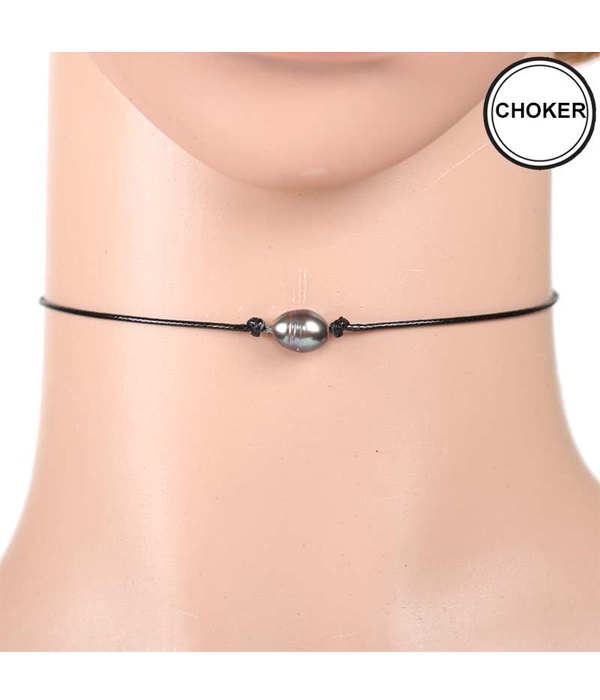 Freshwater Pearl Cord Choker Necklace