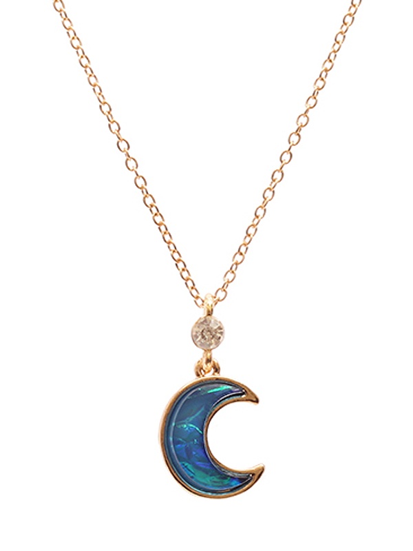 Acrylic Epoxy Pendant Necklace - Crescent