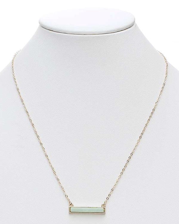 Simple Stick Bar Stone Pendant Necklace