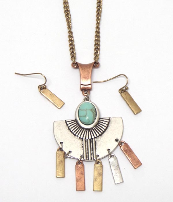 Bohemian Style Pendant Drop Necklace Set