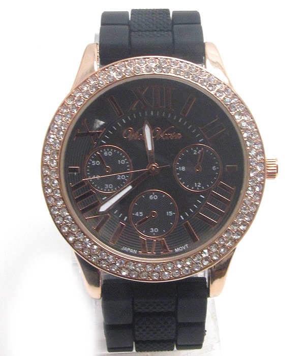Swarovski Crystal Deco Face And Silicone Band Michael Kors Style Watch