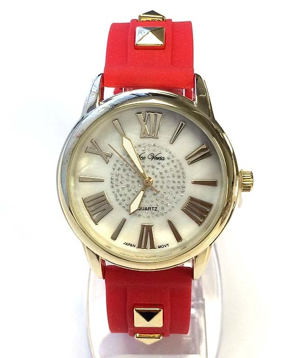 Glittering Mop Face And Rubber Band Watch