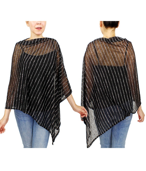 Stripe Jersey Poncho - 100% Polyester