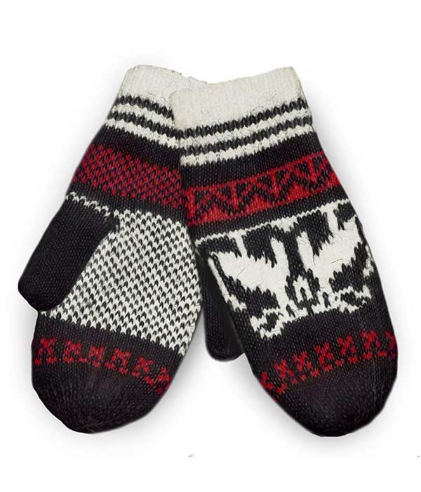 Nordic Pattern Knit Mittons - 10% Angora 40% Wool 50% Acrylic