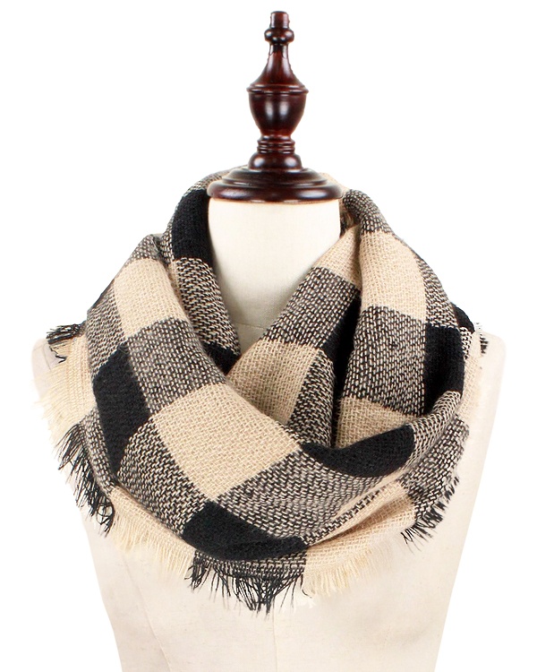Buffalo Plaid Woven 100% Acrylic Infinity Scarf