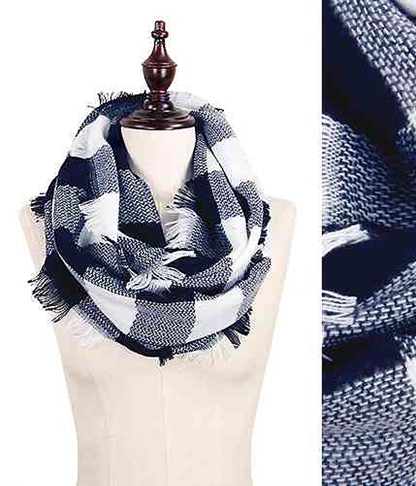 Buffalo Plaid Woven 100% Acrylic Infinity Scarf