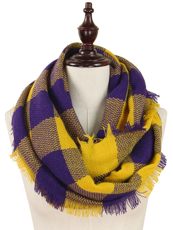 Buffalo Plaid Woven Infinity Scarf - 100% Acrylic