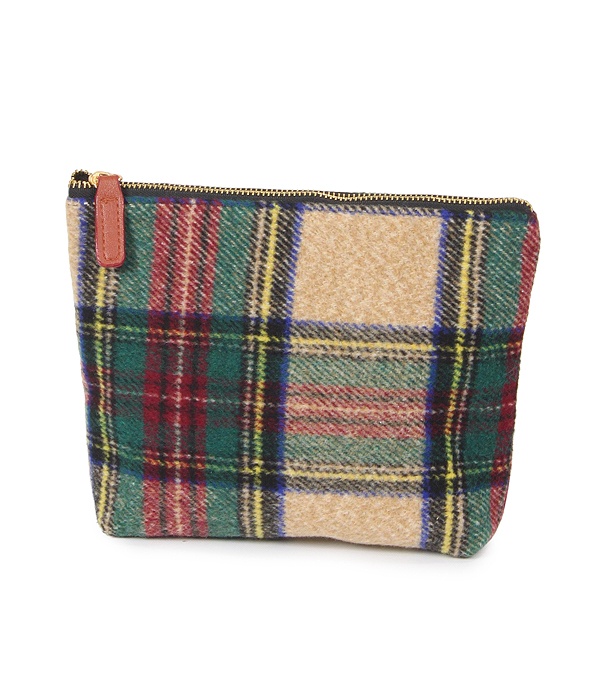 Tartan Cosmetic Pouch - 100% Polyester