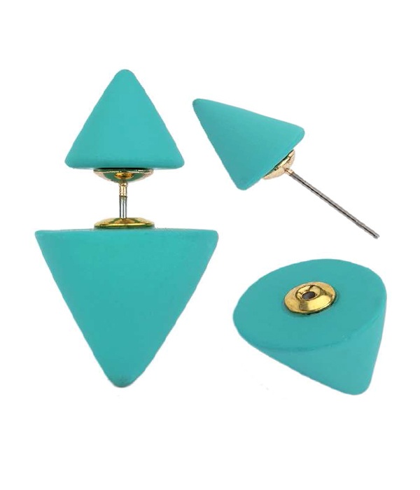 Matt Finish Cone Double Sided Front And Back Earrings