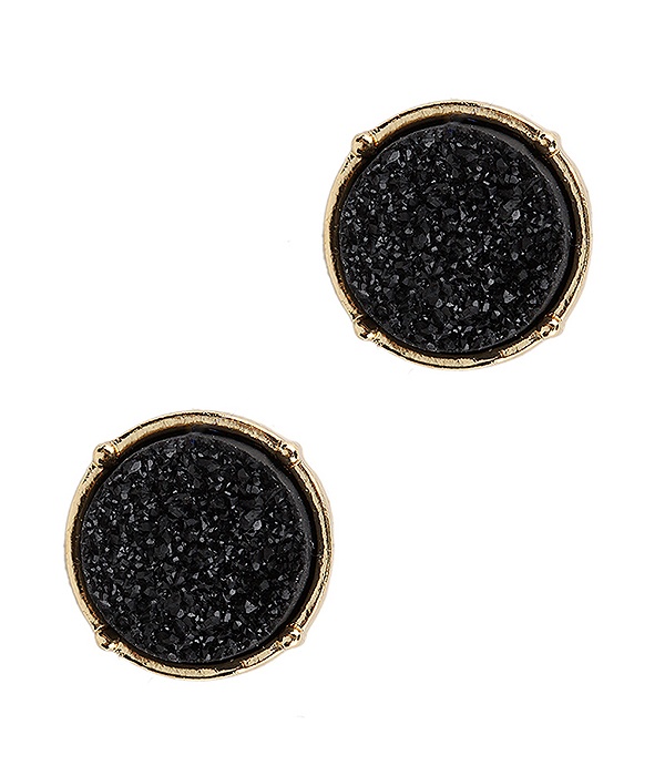 Druzy Round Stud Earring