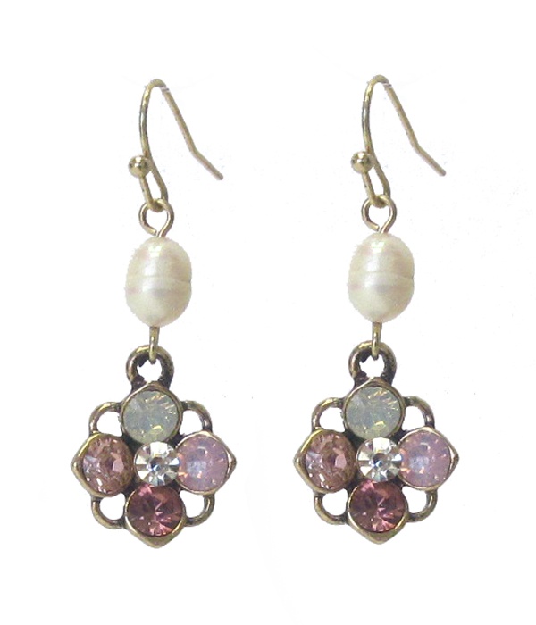 Crystal And Freshwater Pearl Earring