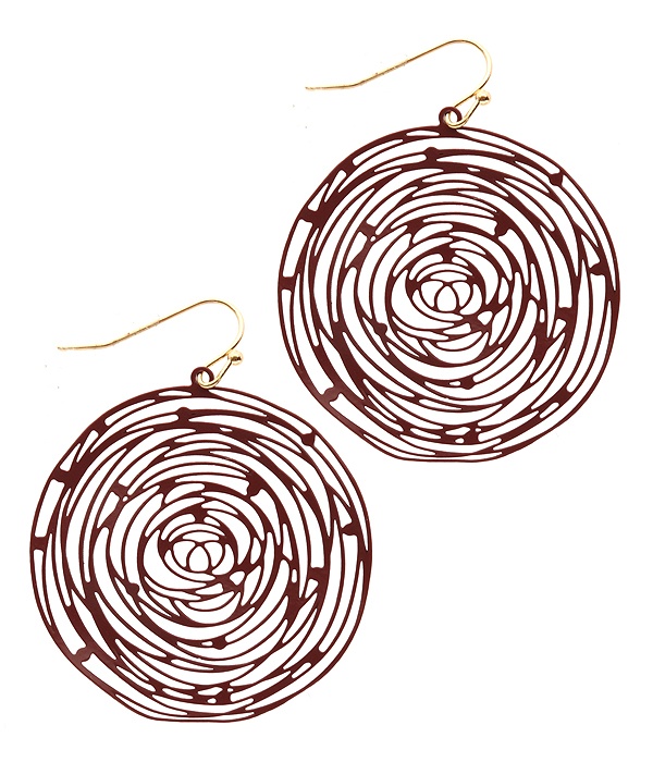 Metal Filigree Color Rubber Coated Rose Earring