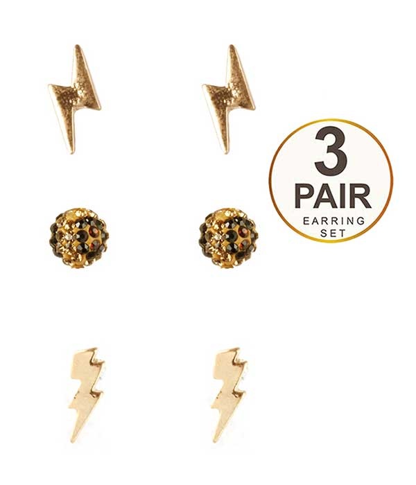Lightning 3 Pair Earring Set