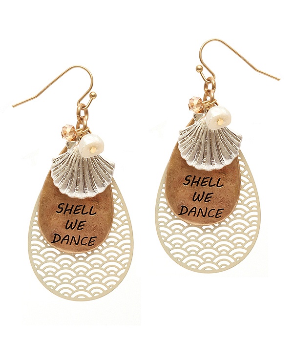 Sealife Theme Shell Metal Filigree Teardrop Earring - Shell We Dance